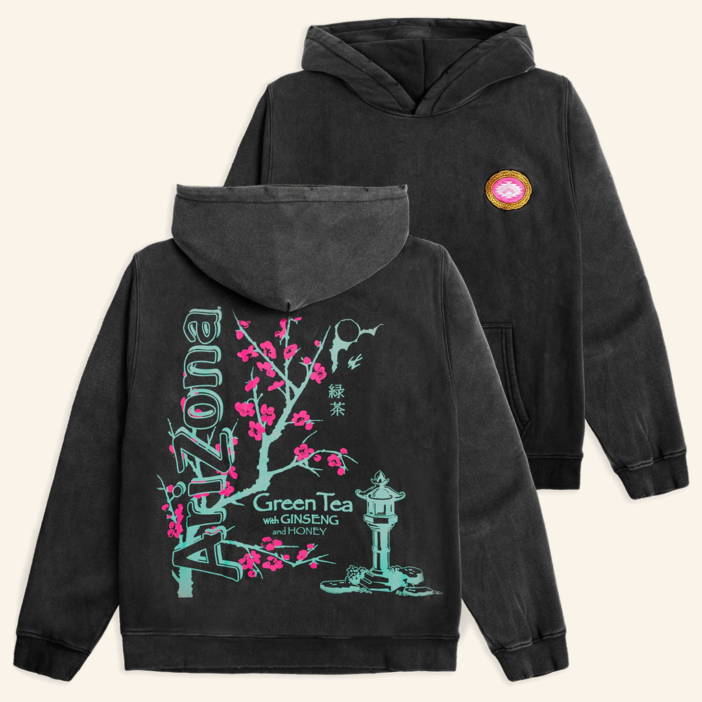 Drinkarizona Merch 2026 Charcoal Green Tea Cherry Blossom Hoodie Gifts For Sister - Petshi