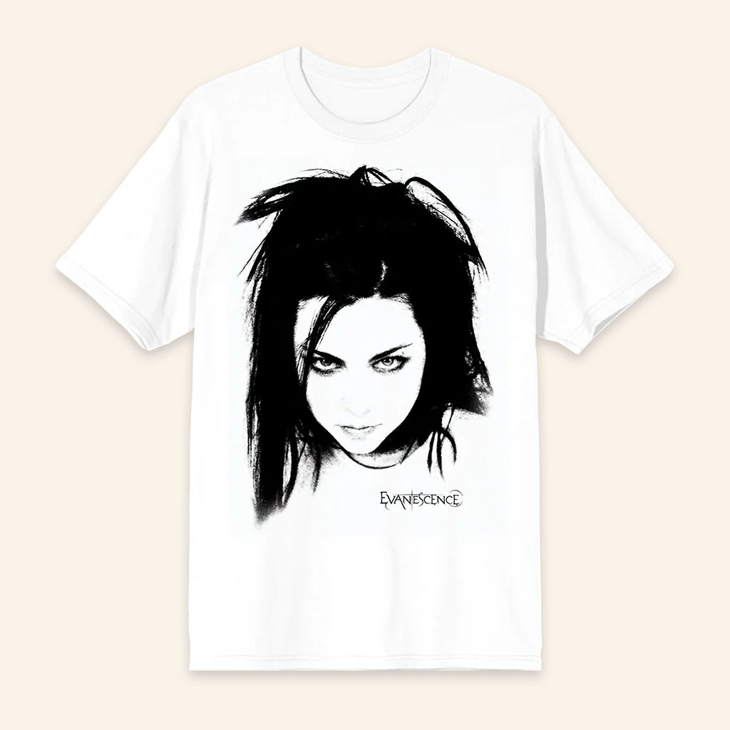 Evanescence Merch 2026 Amy Face White T-Shirt Presents For Rock Music Lovers - Petshi
