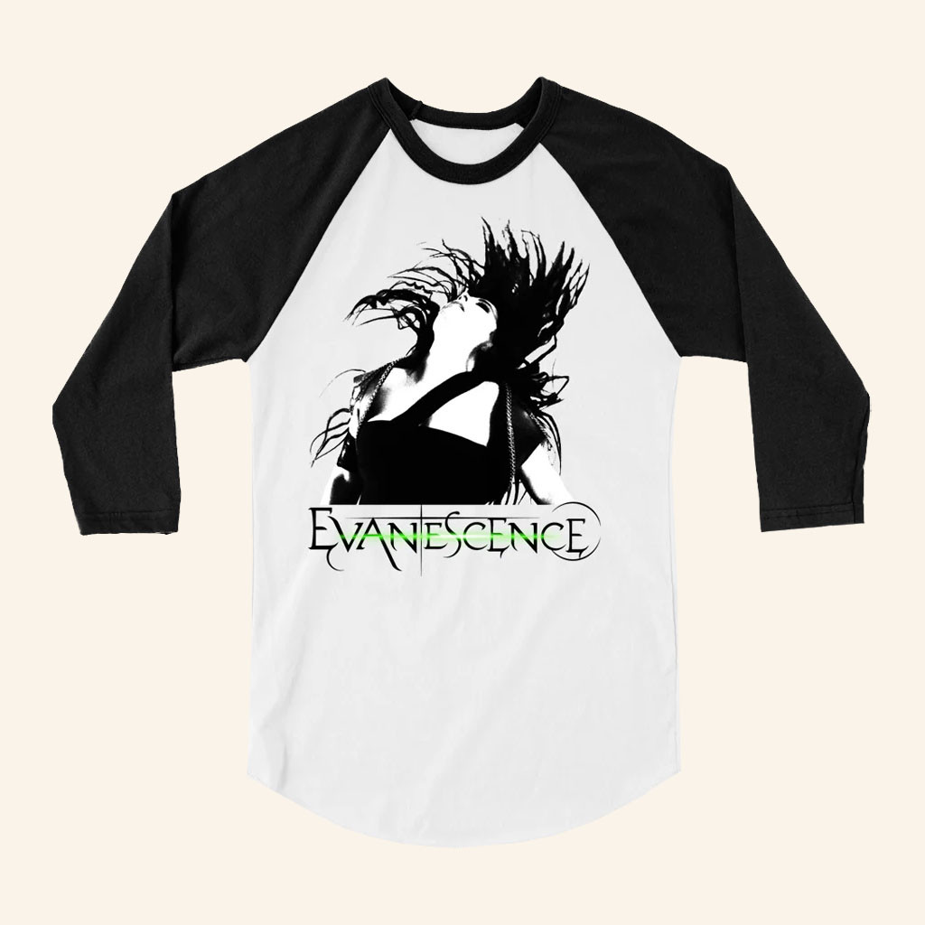 Evanescence Merch 2026 Amy Live Photo Raglan Shirt Gift Ideas For Rock Lovers - Petshi