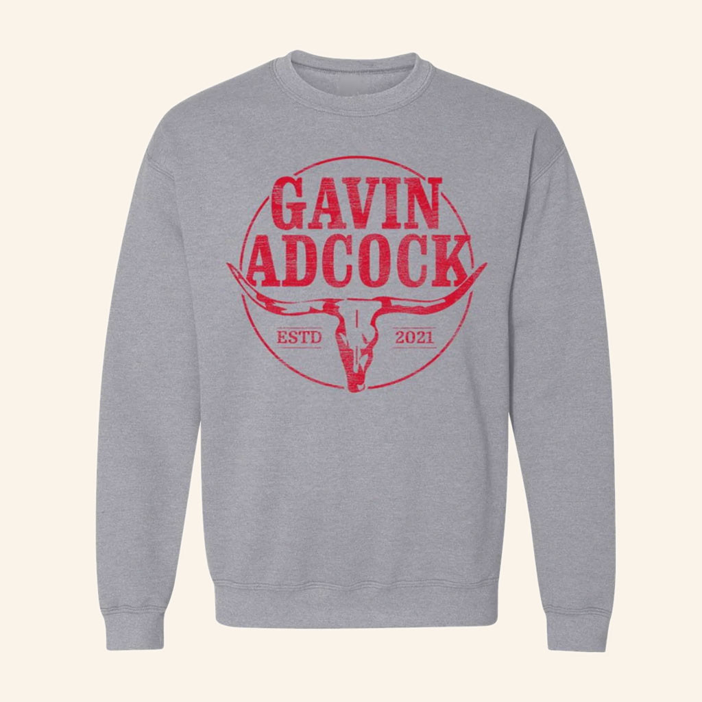 Gavin Adcock Merch 2026 Grey Logo Sweatshirt Gavin Adcock Crewneck Gifts For Country Fans - Petshi