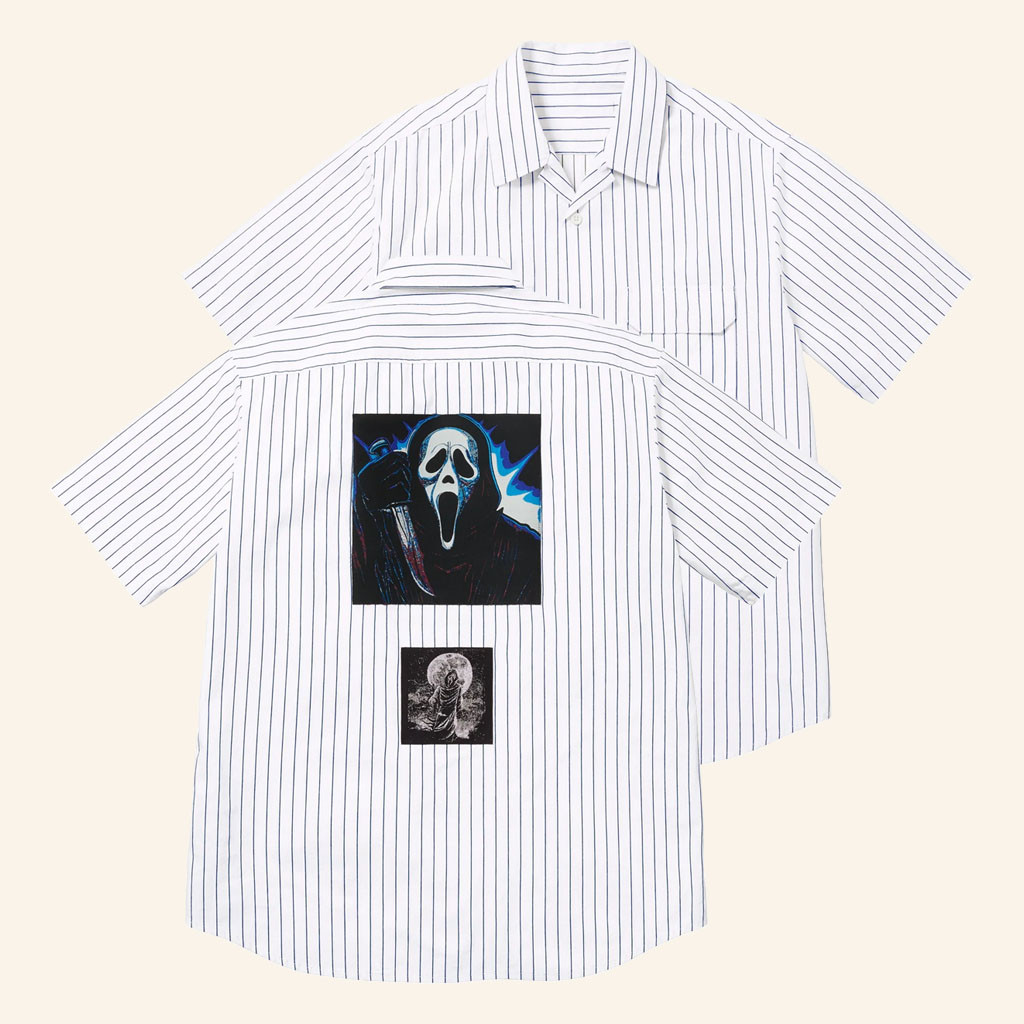 Ghostface Striped Hawaiian Shirt Scream Movie Merch Best Gifts For Horror Lovers - Petshi