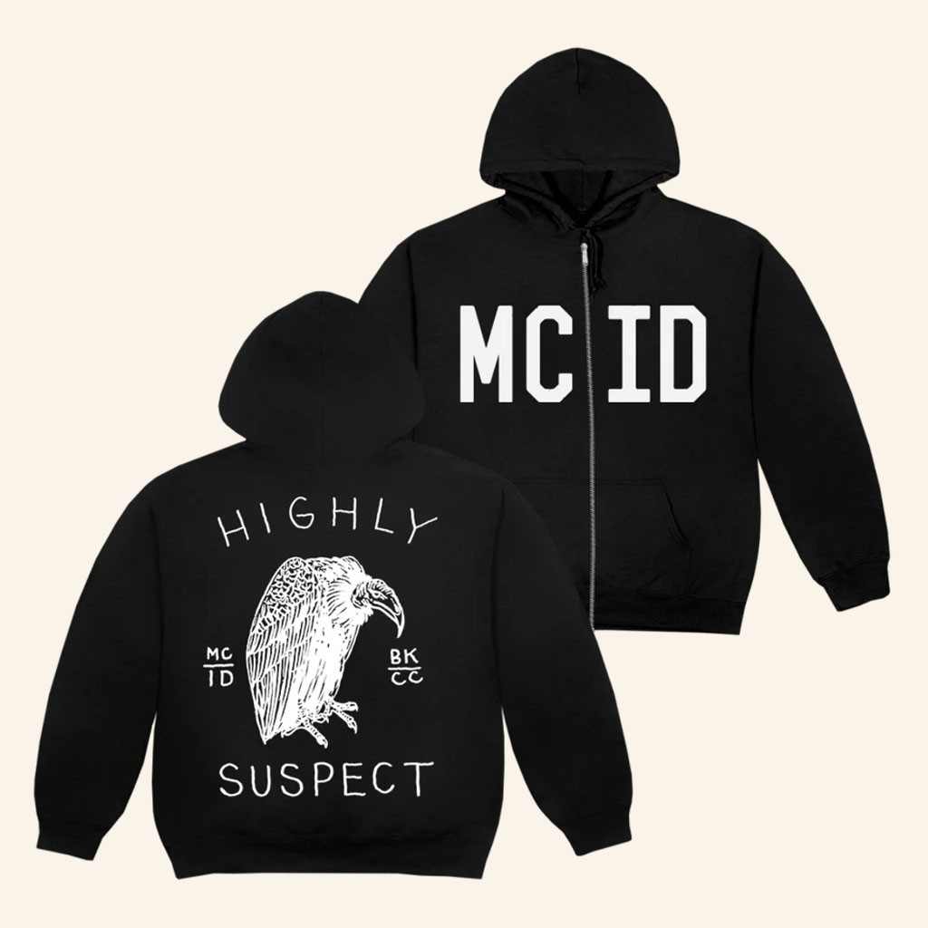 Highly Suspect Merch 2026 MCID Vulture Black Zip Hoodie Presents For Rock Music Lovers - Petshi