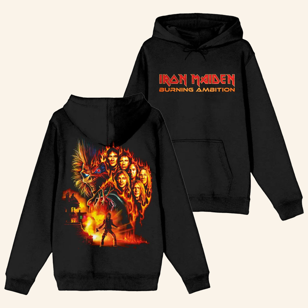 Iron Maiden Merch 2026 Burning Ambition Hoodie Gifts Ideas For Heavy Metal Band Fans - Petshi