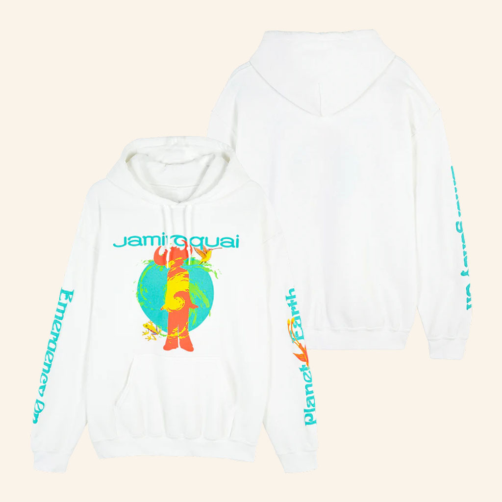 Jamiroquai Merch 2026 Emergency On Planet Earth White Hoodie Cool Gifts For Music Lovers - Petshi