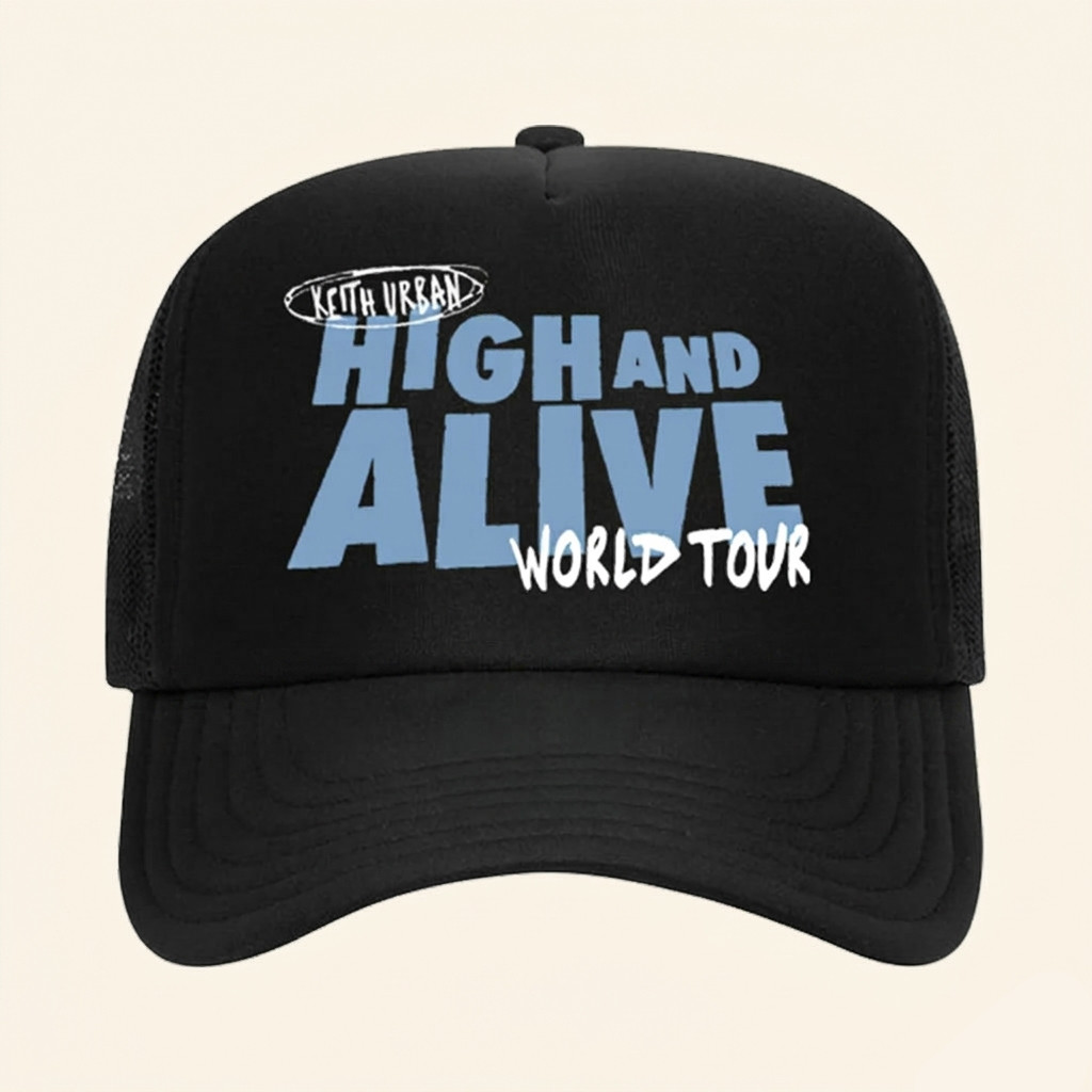 Keith Urban Merch 2026 High And Alive World Tour Black Trucker Hat Gifts For Music Fans - Petshi