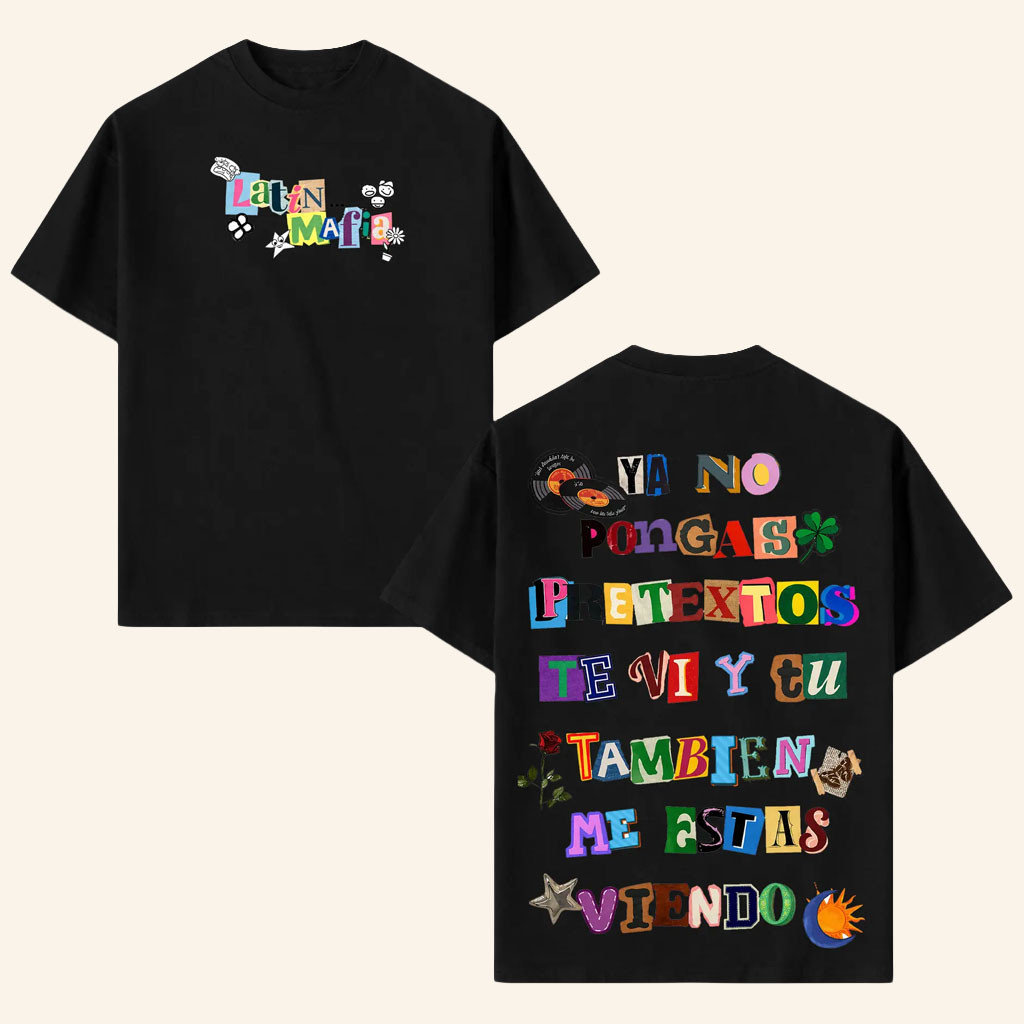 Latin Mafia Merch 2026 Colorful Letter T-Shirt Latin Mafia Band Shirt Gifts For Music Lovers - Petshi