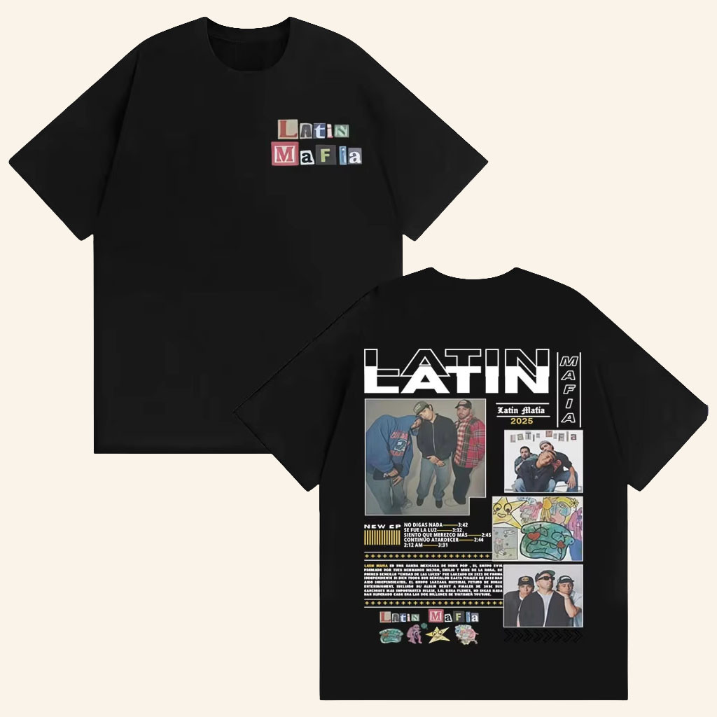 Latin Mafia Merch Rock Band Latin Mafia Album Tour 2025 Cover T-Shirt Black Gifts For Fans - Petshi