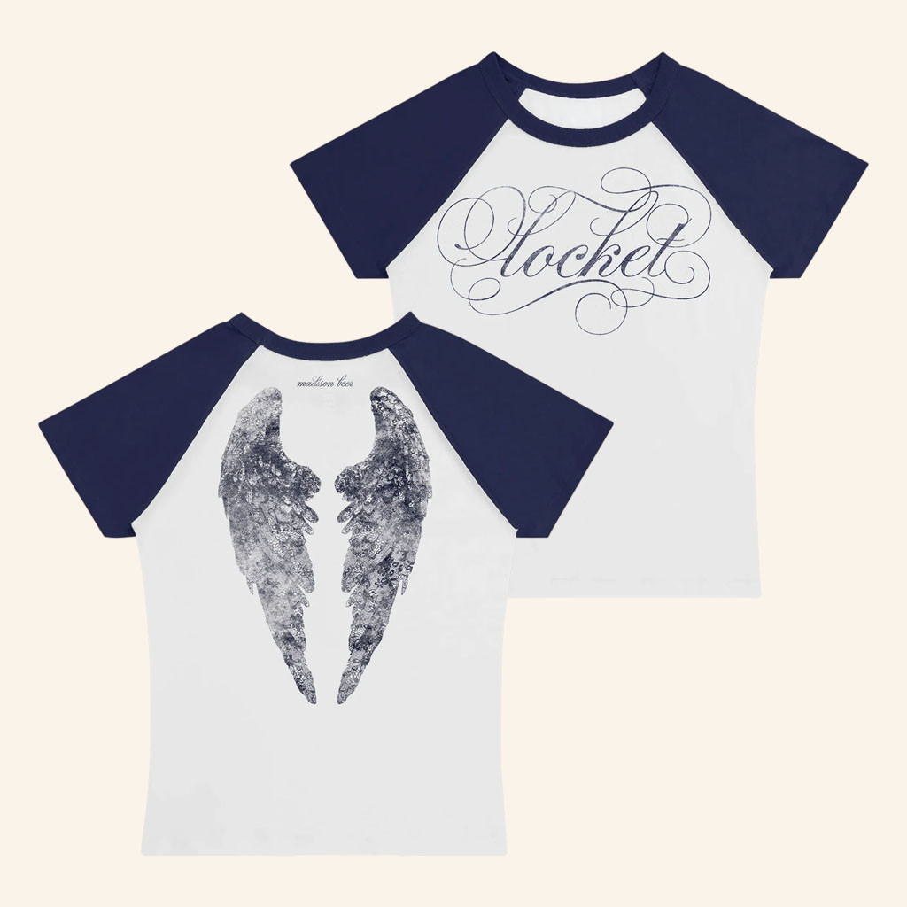 Madison Beer Merch 2026 Locket Angel Wings Raglan Baby T-Shirt Music Lover Gifts For Her - Petshi