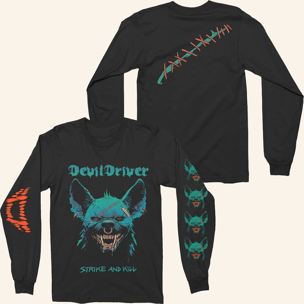 Night Shift Merch 2026 DevilDriver Strike And Kill Hyena Long Sleeve Shirt Gifts For Friends - Petshi