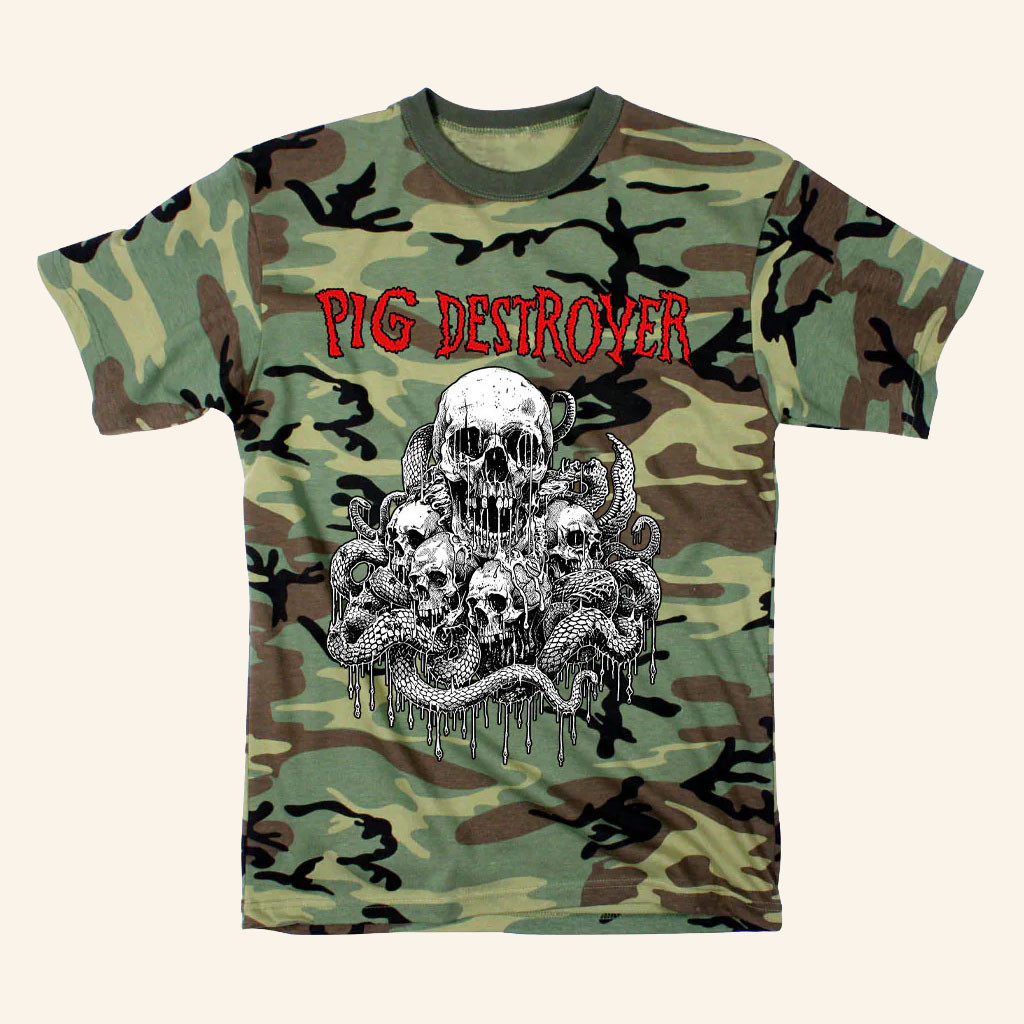 Night Shift Merch 2026 Pig Destroyer Camo Skulls T-Shirt Unique Father's Day Gifts - Petshi