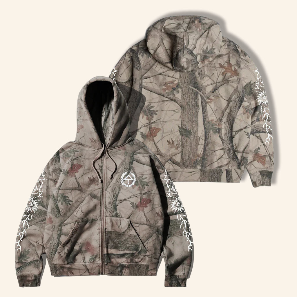 Of The Trees Merch 2026 Camo Zip Hoodie Of The Trees Band Hoodie Music Related Gifts For Guys - Petshi