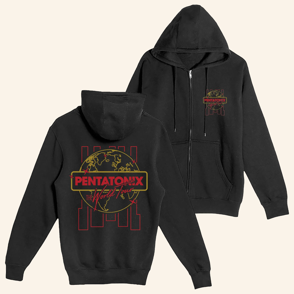Pentatonix Merch 2026 Pentatonix The World Tour Line Art Zip Hoodie Gifts For Pop Lovers - Petshi