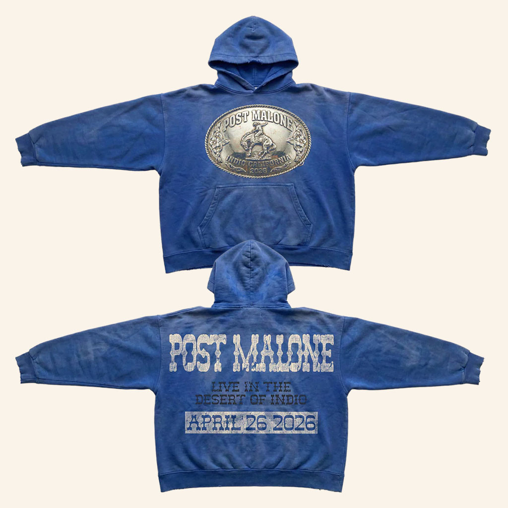 Post Malone Merch 2026 Live In The Desert Buckle Hoodie Post Malone Stagecoach Merch For Fans - Petshi