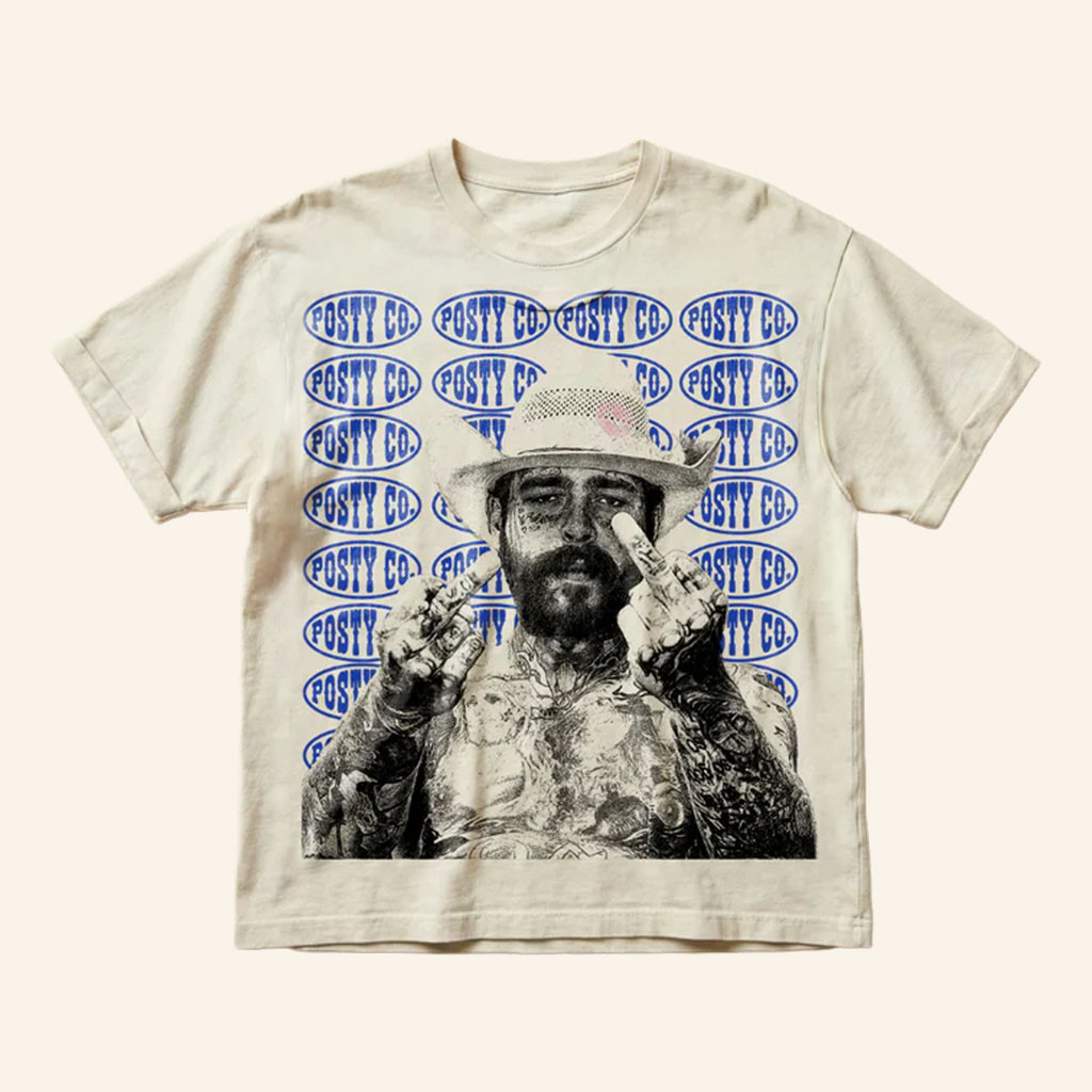 Post Malone Merch 2026 Posty Co Middle Finger T-Shirt Gift Ideas For Music Lovers - Petshi