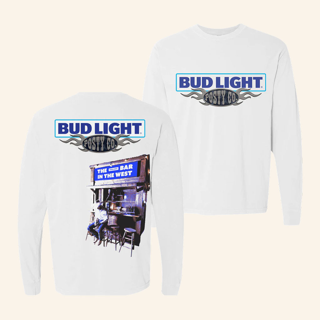 Post Malone Merch 2026 Posty Co X Bud Light Long Sleeve Shirt Presents For Music Lovers - Petshi