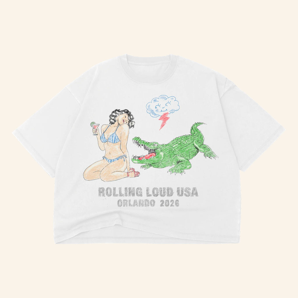 Rolling Loud Merch 2026 Gator Vs Girl White T-Shirt Rolling Loud USA Outfits Music Lover Gifts - Petshi