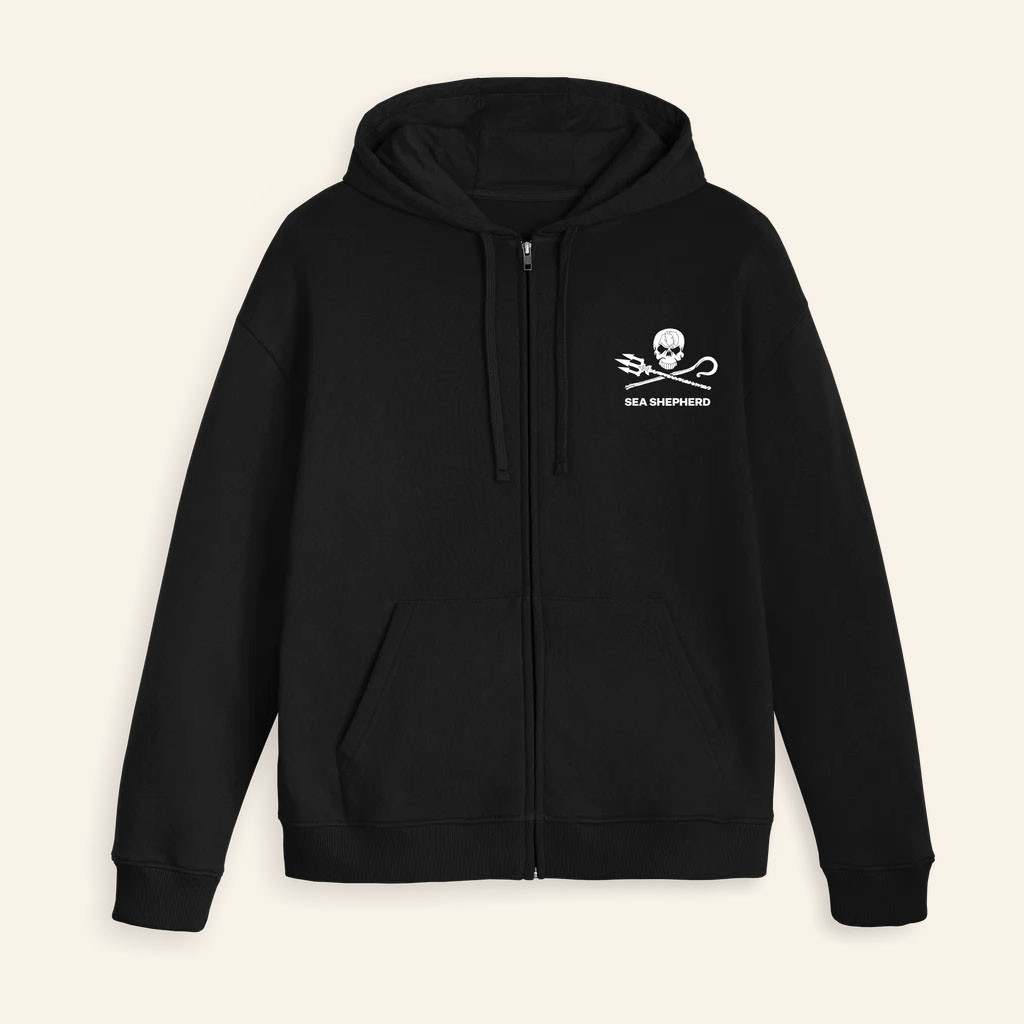Sea Shepherd Merch 2026 Jolly Roger Zip Hoodie Black Gifts Ideas For Boyfriend - Petshi