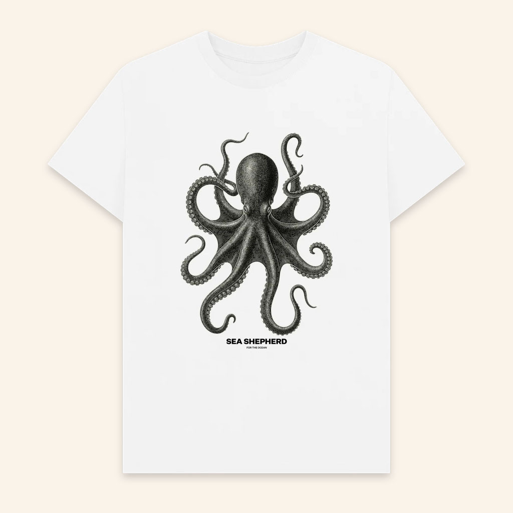 Sea Shepherd Merch 2026 Vintage Octopus T-Shirt White Marine Conservation Shirt Friends Gifts - Petshi