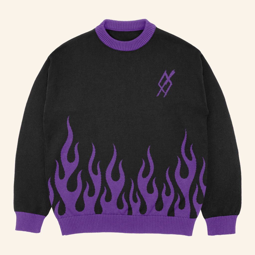 Set It Off Merch 2026 Purple Flames Crewneck Sweater Present For Band Fans - Petshi