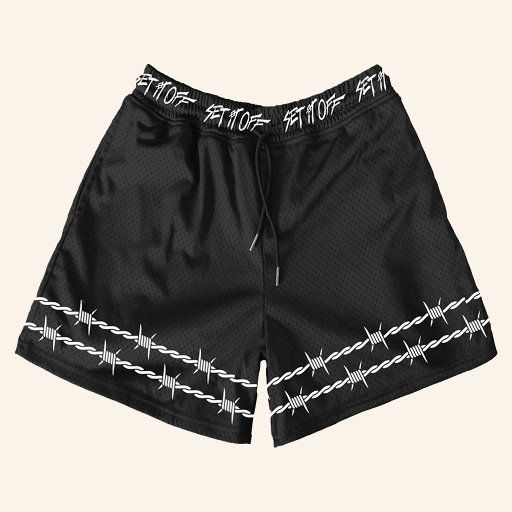 Set It Off Merch 2026 SIO Barbed Wire Shorts Best Gifts For Rock Music Lovers - Petshi