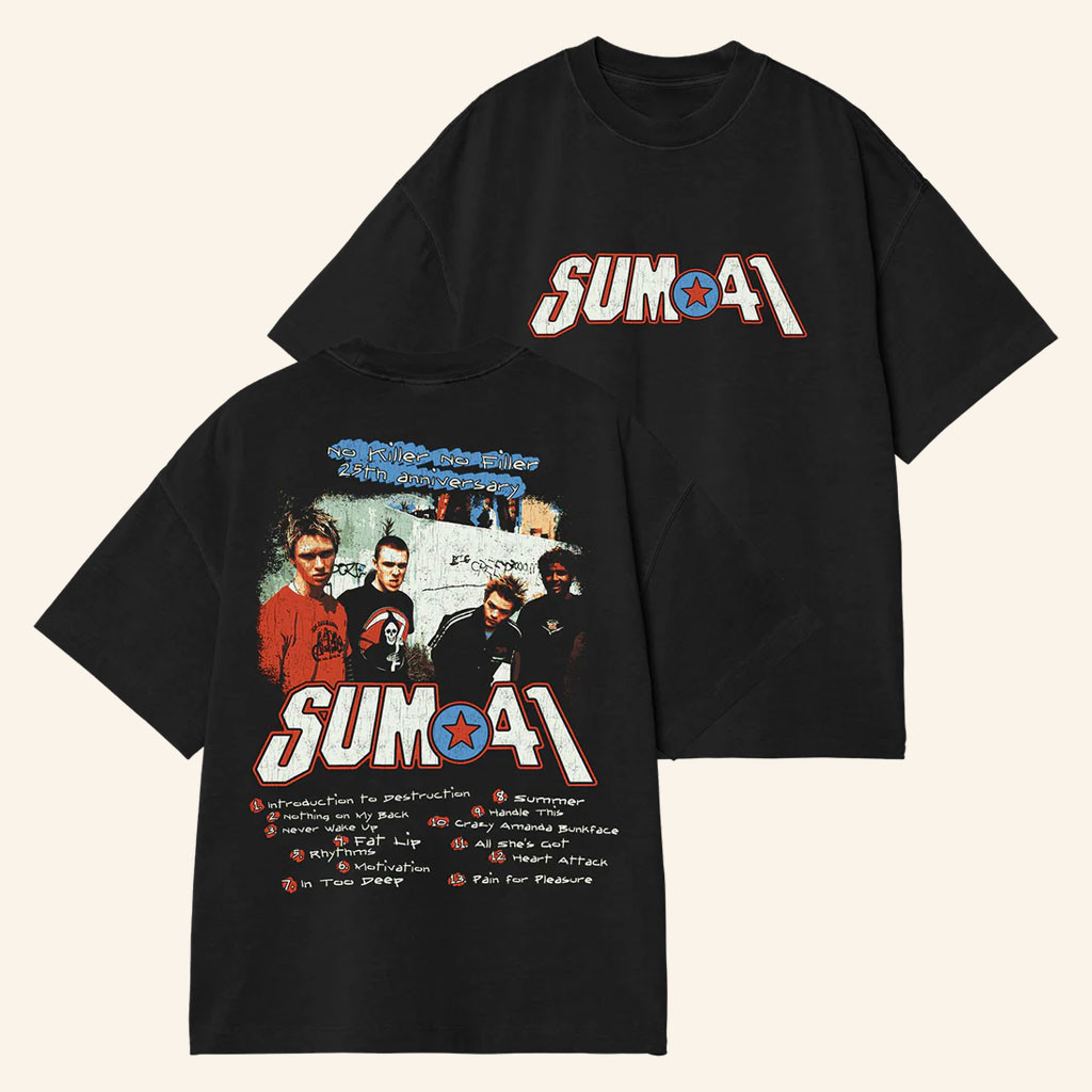 Sum 41 Merch 2026 AKNF 25th Anniversary Tracklist T-Shirt Present For Rock Band Fans - Petshi