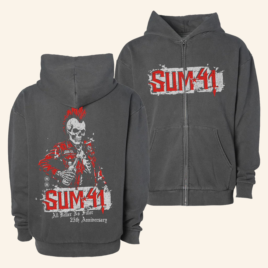 Sum 41 Merch 2026 AKNF 25th Anniversary Zip Hoodie Best Gifts For Rock Band Fans - Petshi