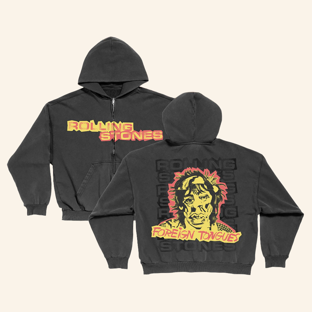 The Rolling Stones Merch 2026 Foreign Tongues Zip Hoodie Cool Gifts For Rock Lovers - Petshi