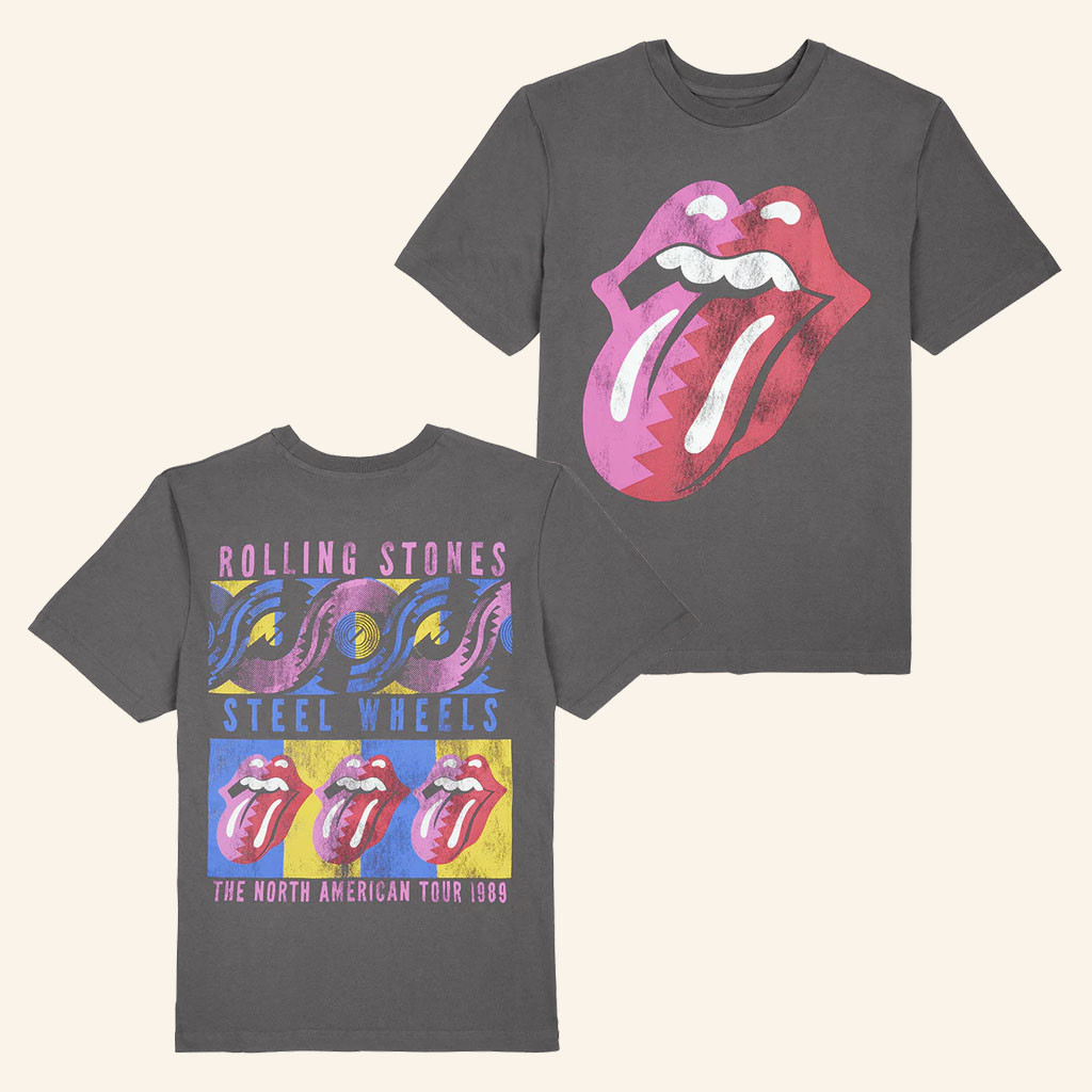 The Rolling Stones Merch Steel Wheels North American Tour 1989 T-Shirt Gifts For Rock Fans - Petshi