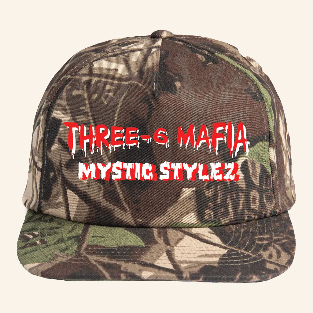 Three Year Boots Merch 2026 Three 6 Mafia Mystic Stylez Snapback Hat Camo Present For Brothers - Petshi