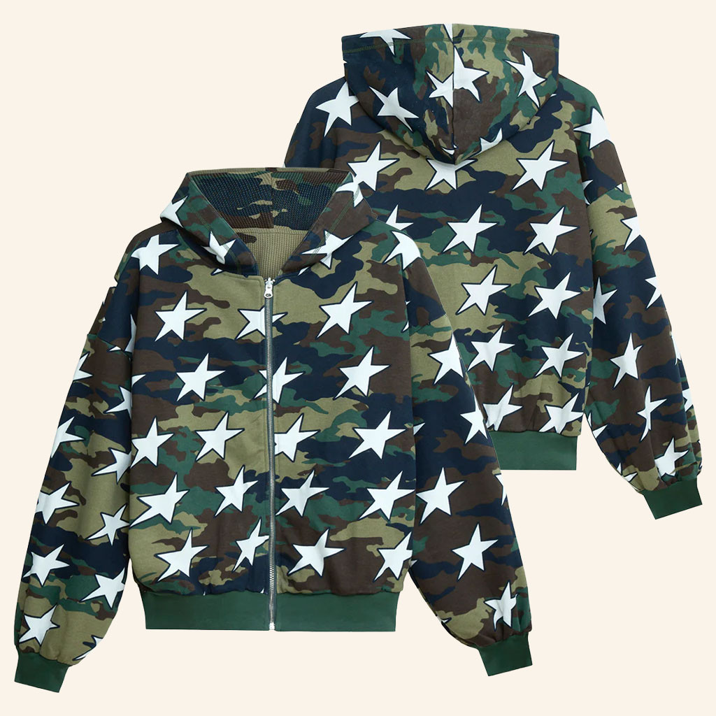 Twojeys Merch 2026 Stars Camo Zip Hoodie Unique Gifts For Friend Birthday - Petshi