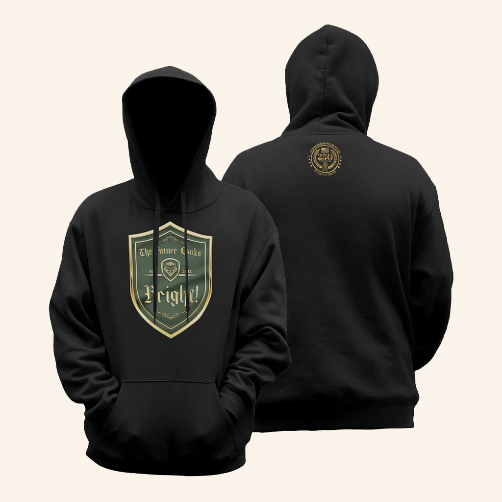 Valuetainment Merch 2026 Future Looks Bright Visionary Crest Black Hoodie Top Father's Day Gift - Petshi