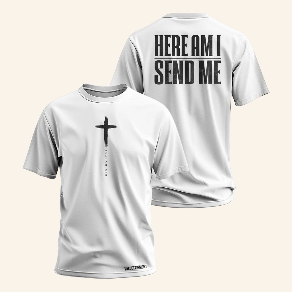 Valuetainment Merch 2026 Here Am I Send Me T-Shirt Isaiah 6 8 Bible Shirt Gifts For Religious - Petshi